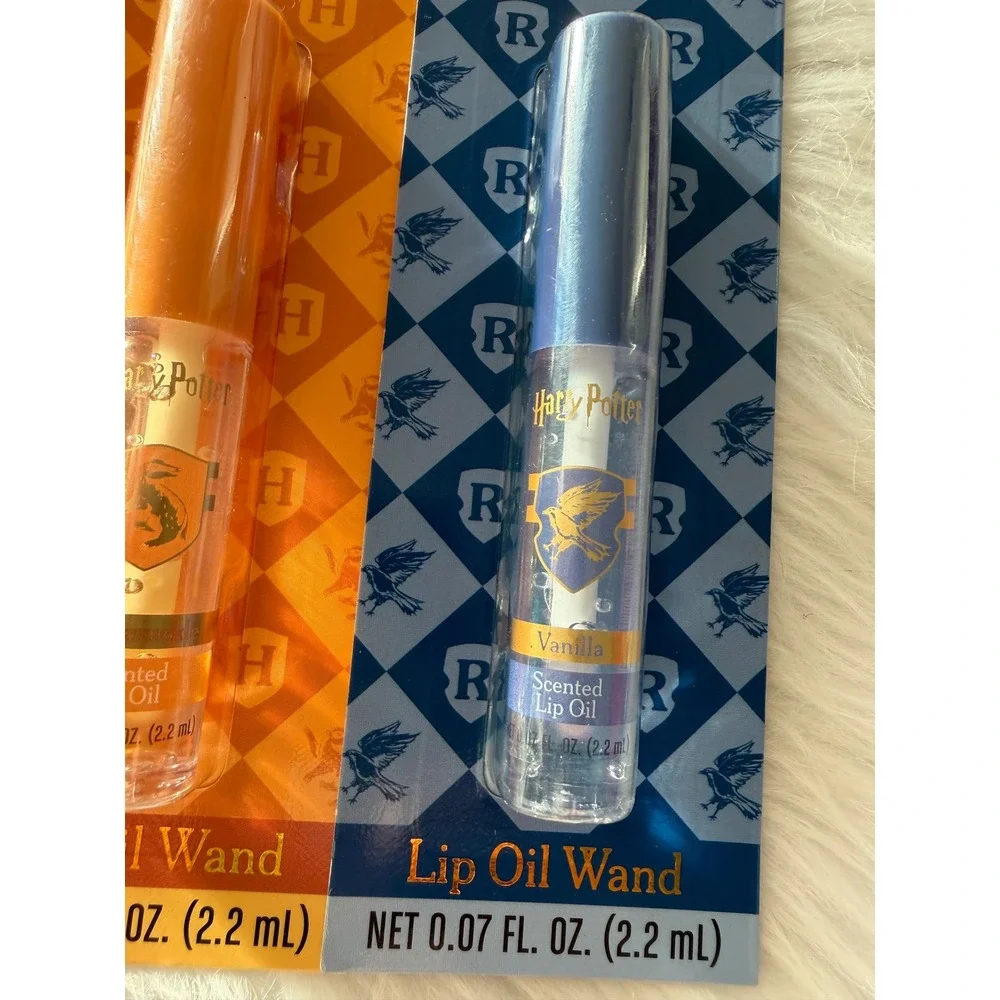 Harry Potter Hogwarts House Scented Lip Oil Wand Set 4 Pack Bergamot Vanilla NIB